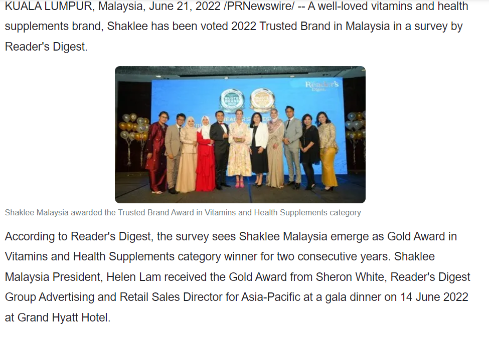 shaklee trusted brand